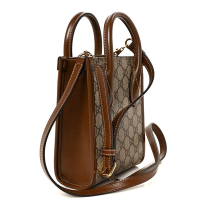 Gucci GG Supreme Monogram Azalea Calfskin Mini Retro Interlocking G Tote Bag Beige Ebony Brown Sugar 3 of 11