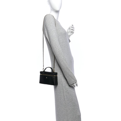 Chanel Lizard Embossed Calfskin Top Handle Slim Vanity With Chain Black 2 of 12
