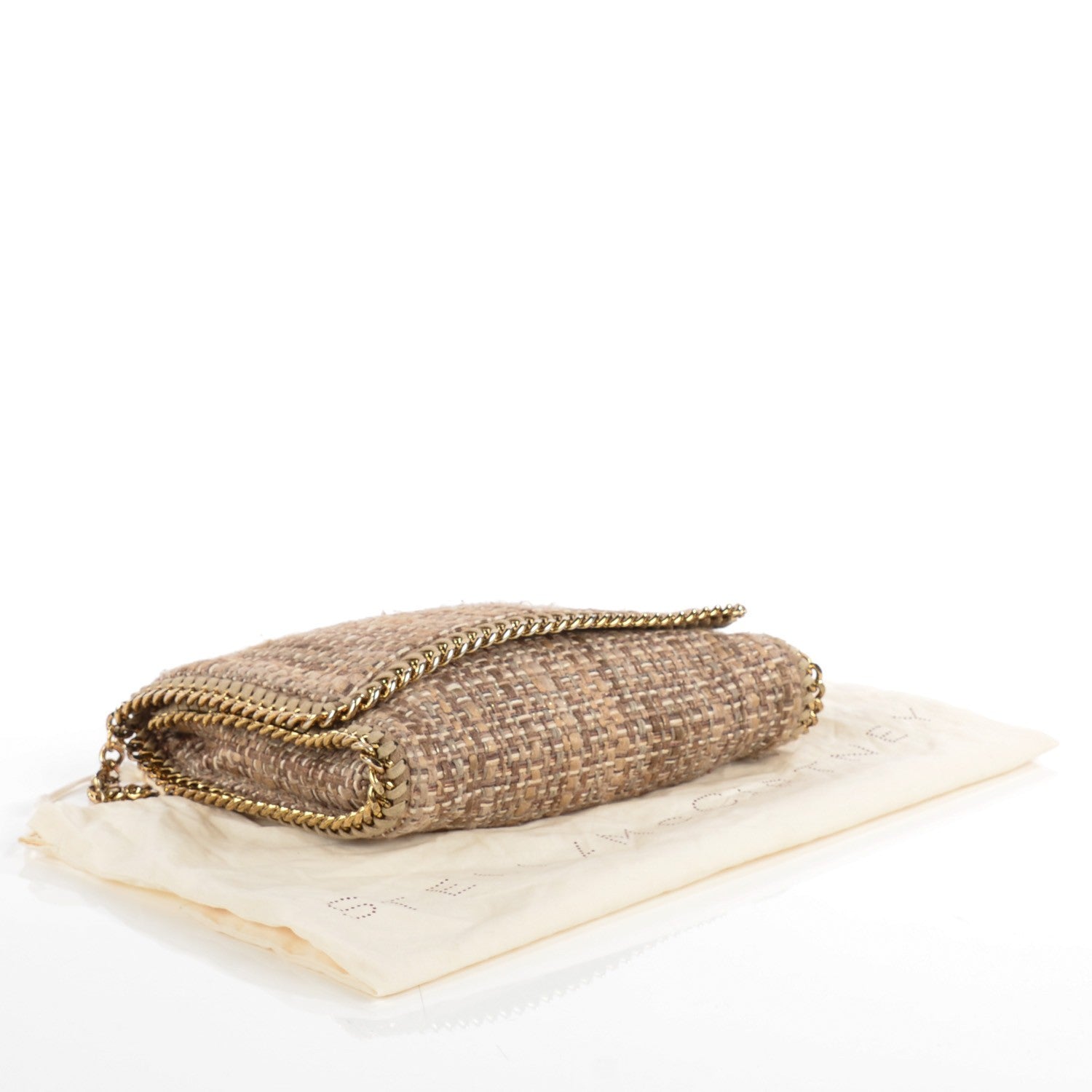 Stella McCartney Woven Boucle Fold Over Falabella Clutch Gold 4 of 9