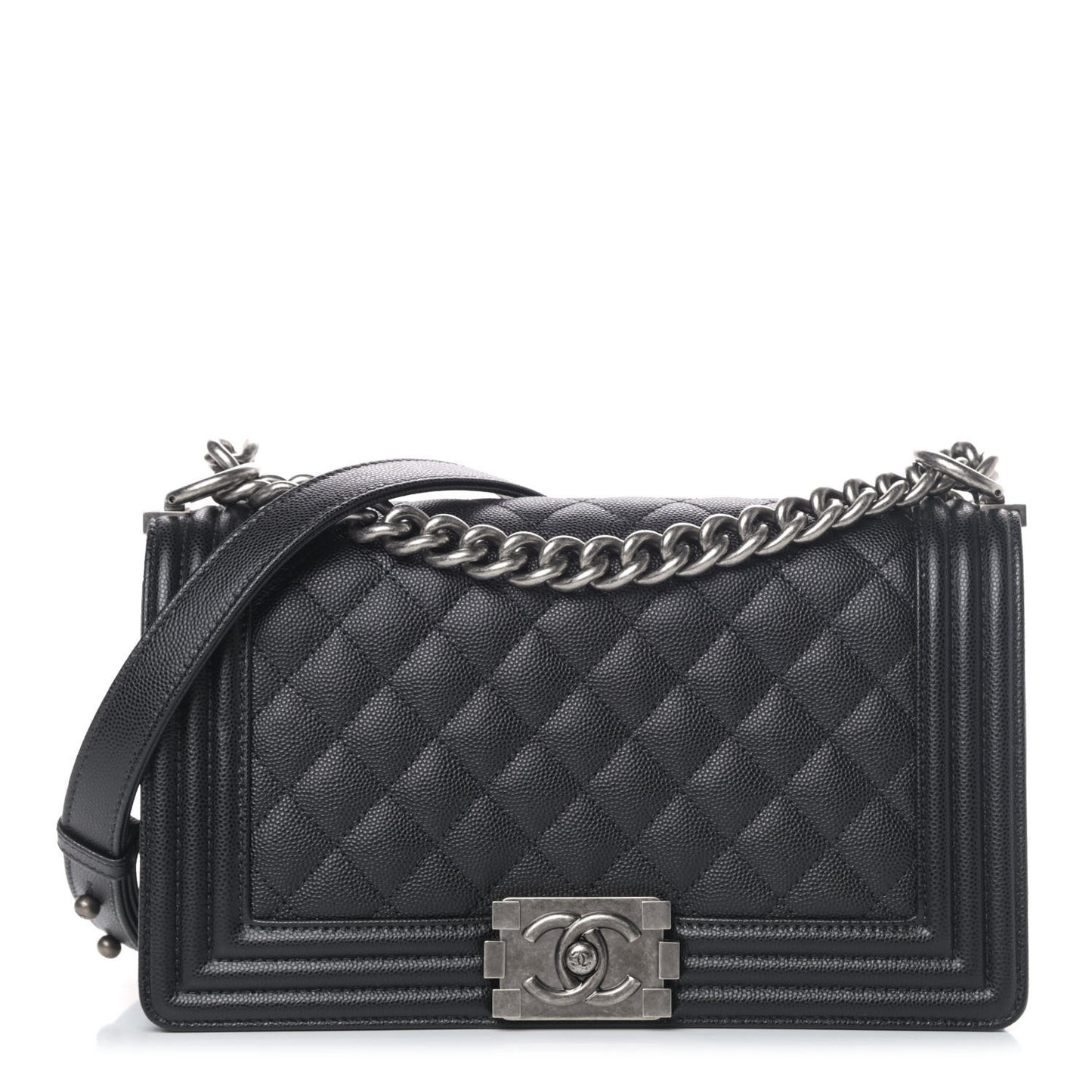 Caviar Quilted Medium Boy Flap Black