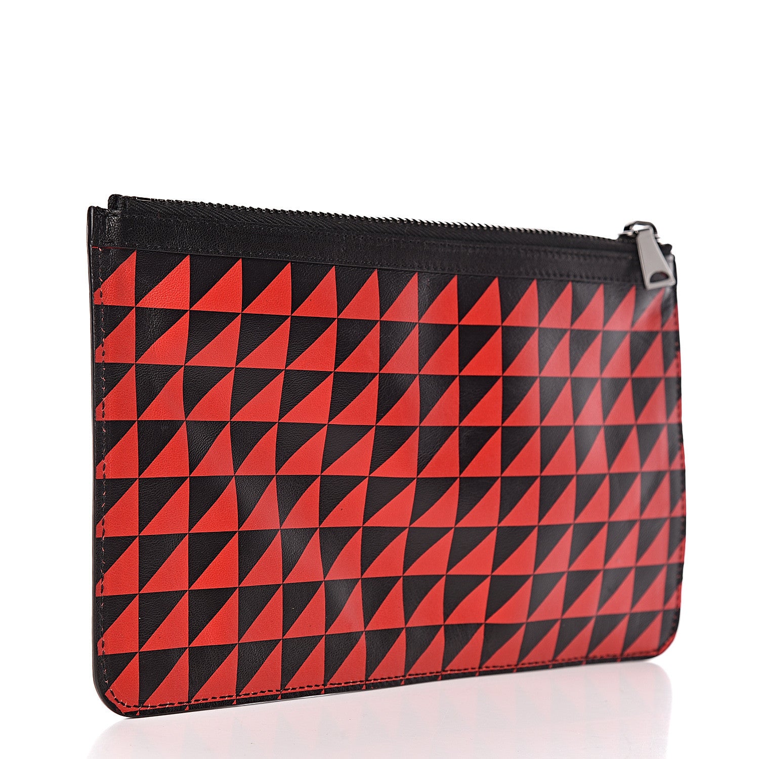 Proenza Schouler Calfskin Triangle Print Zip Pouch Black Red 3 of 6