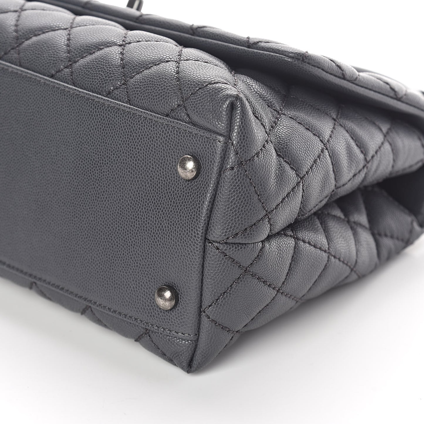 Caviar Quilted Small Coco Handle Flap Gray
