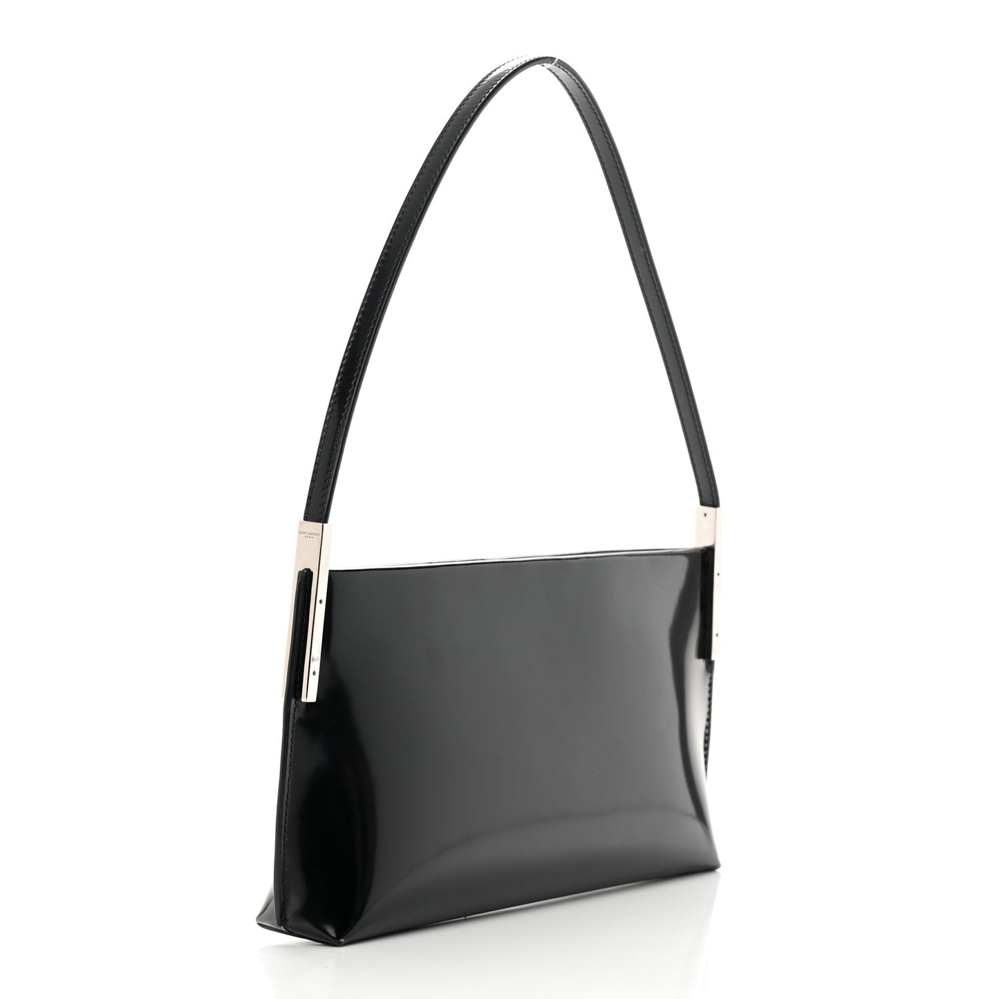 Patent Calfskin Small Suzanne Rigid Shoulder Bag Black