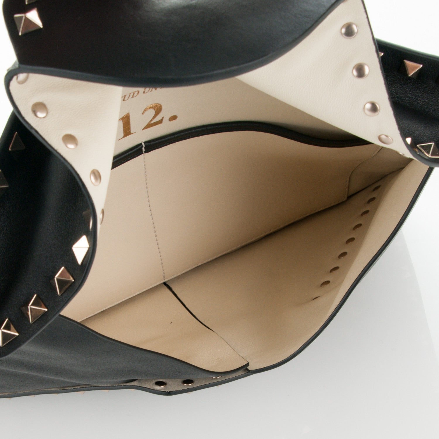 Valentino Garavani Vitello Untitled Rockstud Envelope Clutch Black 5 of 6