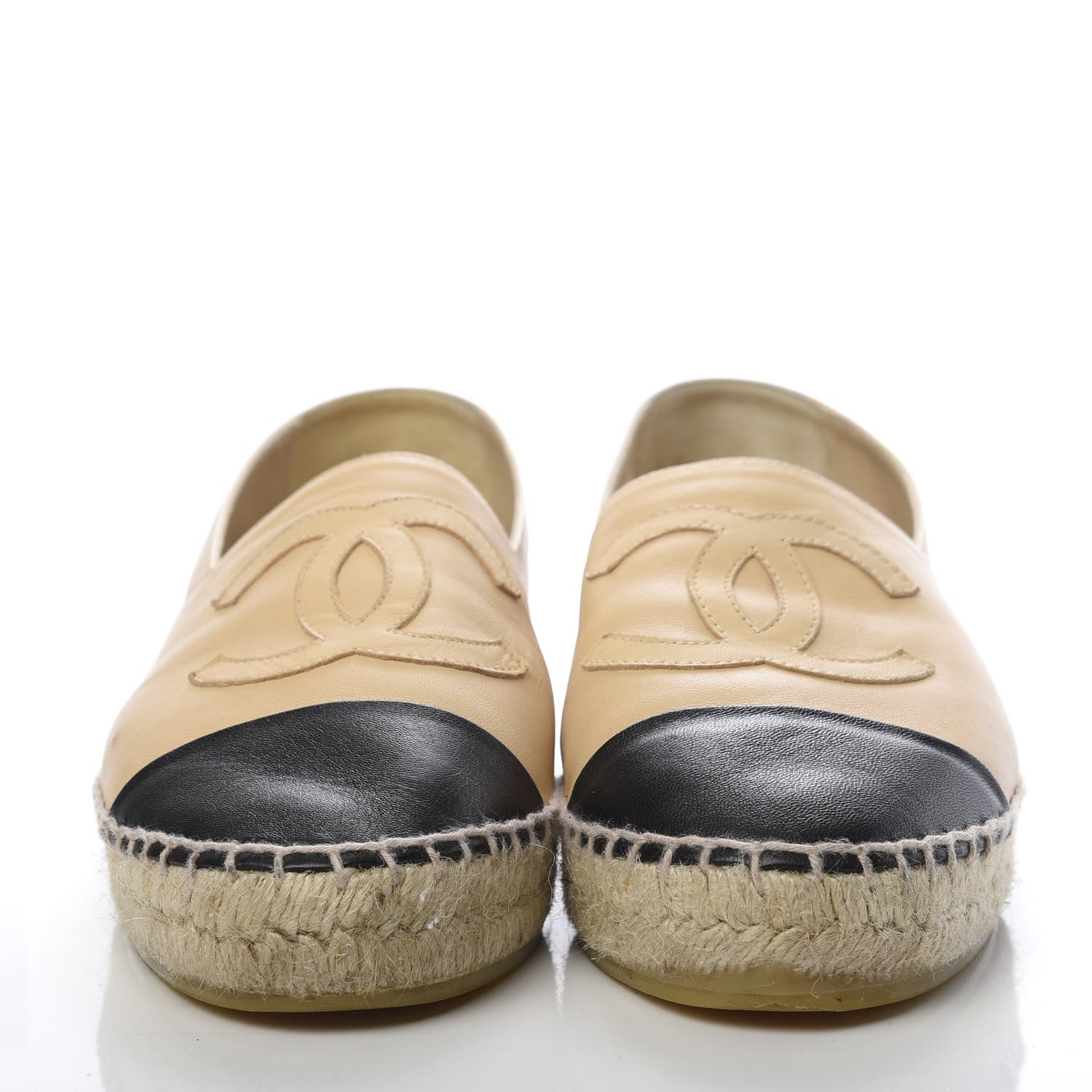 Chanel Lambskin CC Espadrilles 38 Beige Black 2 of 12