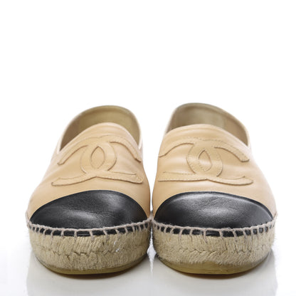 Chanel Lambskin CC Espadrilles 38 Beige Black 2 of 12