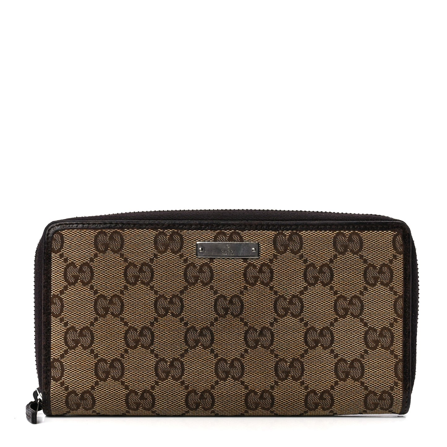 Monogram Metal Bar Zip Around Wallet Dark Brown