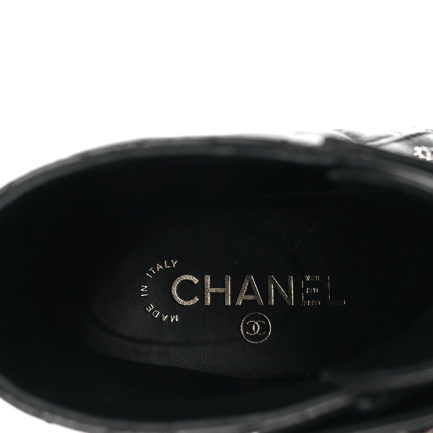 Chanel Shiny Calfskin Quilted Lace Up Combat Boots 38 Black 6 of 8