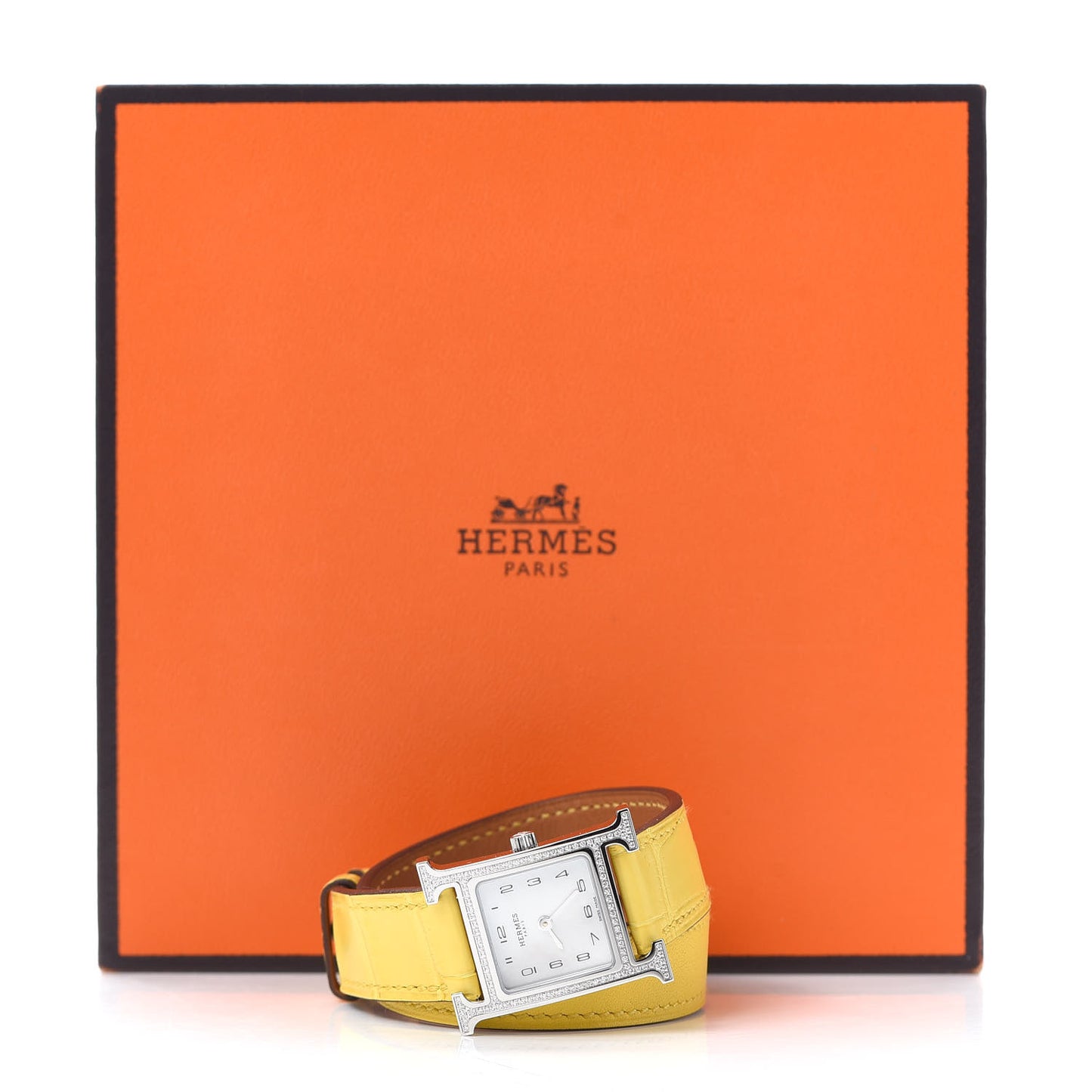 Stainless Steel Alligator Diamond Bezel 21mm Heure H Hour Double Tour Quartz Watch Juane De Naples