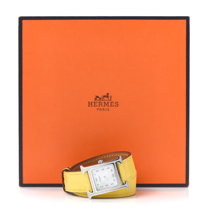 Hermes Stainless Steel Alligator Diamond Bezel 21mm Heure H Hour Double Tour Quartz Watch Juane De Naples 5 of 5
