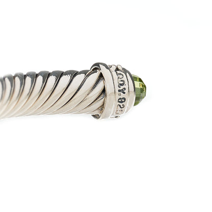 David Yurman Sterling Silver Diamond Peridot 5mm Cable Classics Bracelet 3 of 3