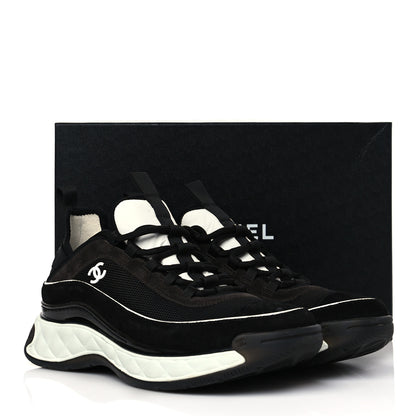 Chanel Velvet Calfskin Mixed Fibers CC Sneakers 41 Black 9 of 9