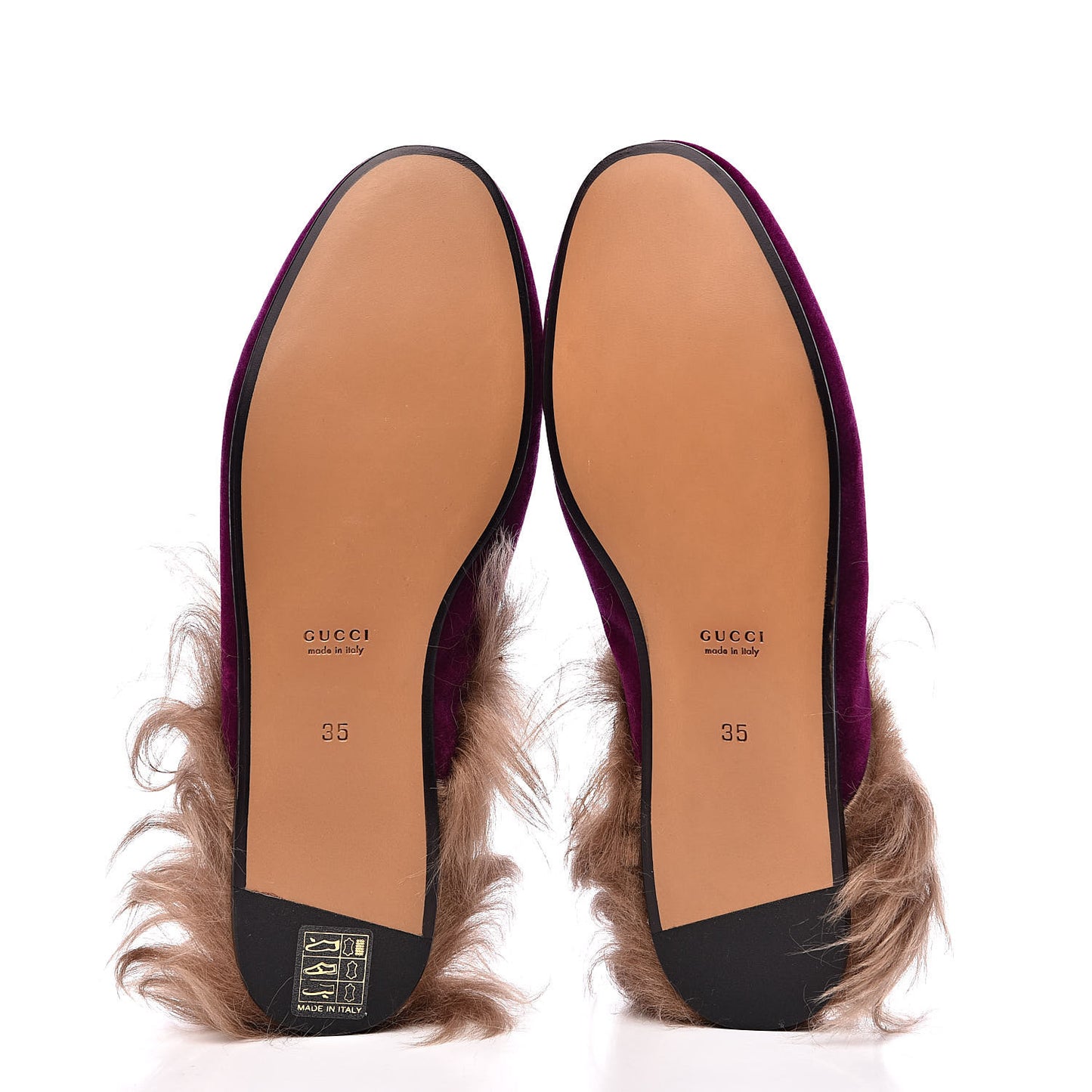 Velvet Fur Womens Princetown Slippers 35 Fucsia Violet Cyclamen Natural