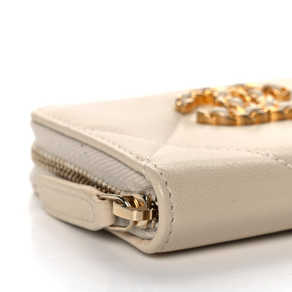 Chanel Goatskin Quilted Chanel 19 Zip Around Coin Purse Wallet Beige 9 of 11
