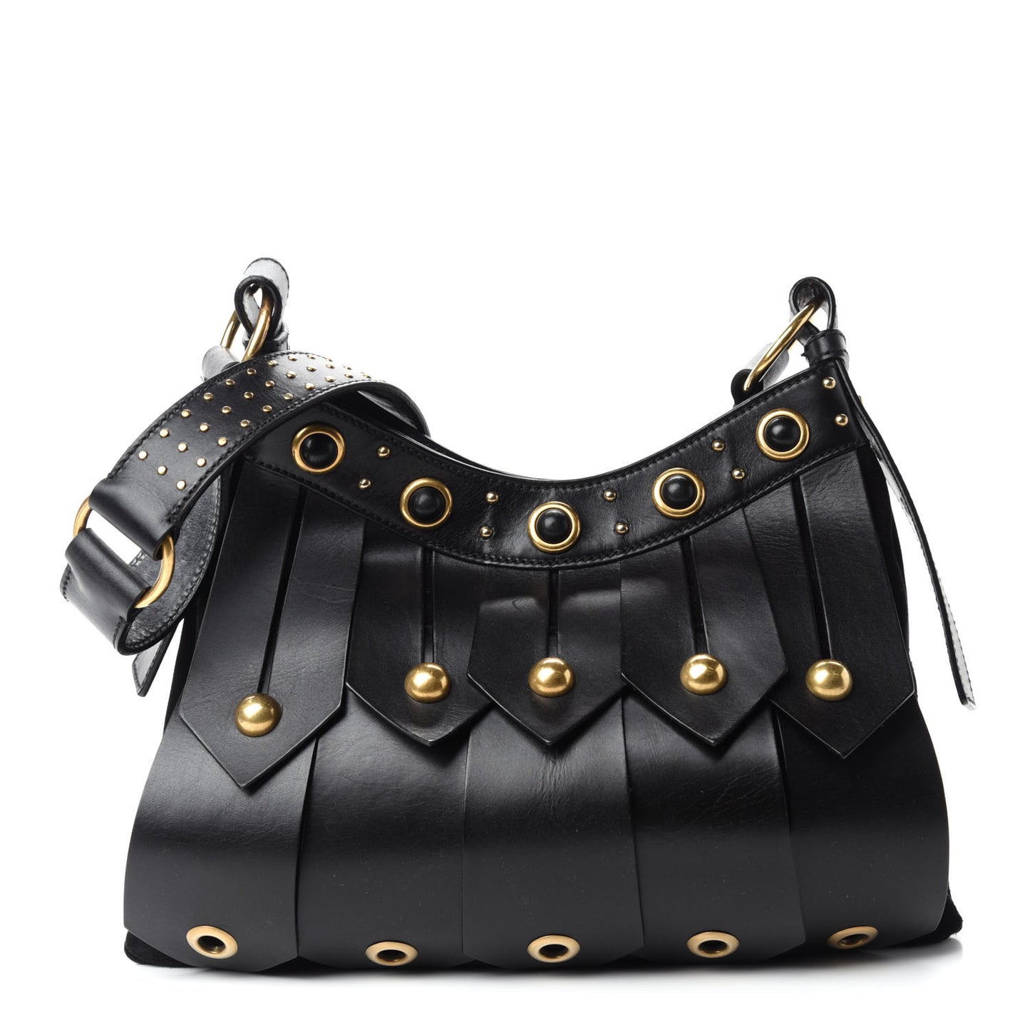 Calfskin Studded Crossbody Bag Black