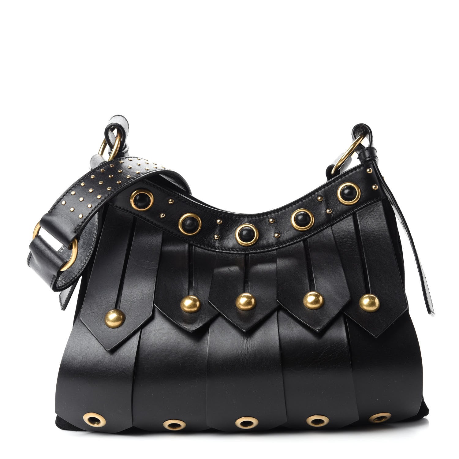 Saint Laurent Calfskin Studded Crossbody Bag Black 1 of 10