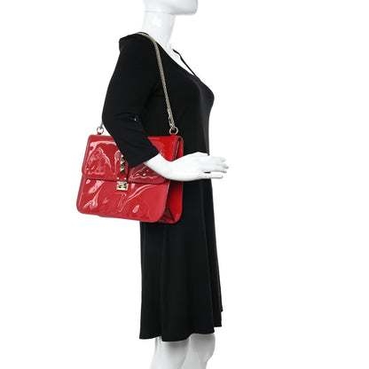 Valentino Garavani Patent Large Glam Lock Rockstud Flap Red 2 of 12