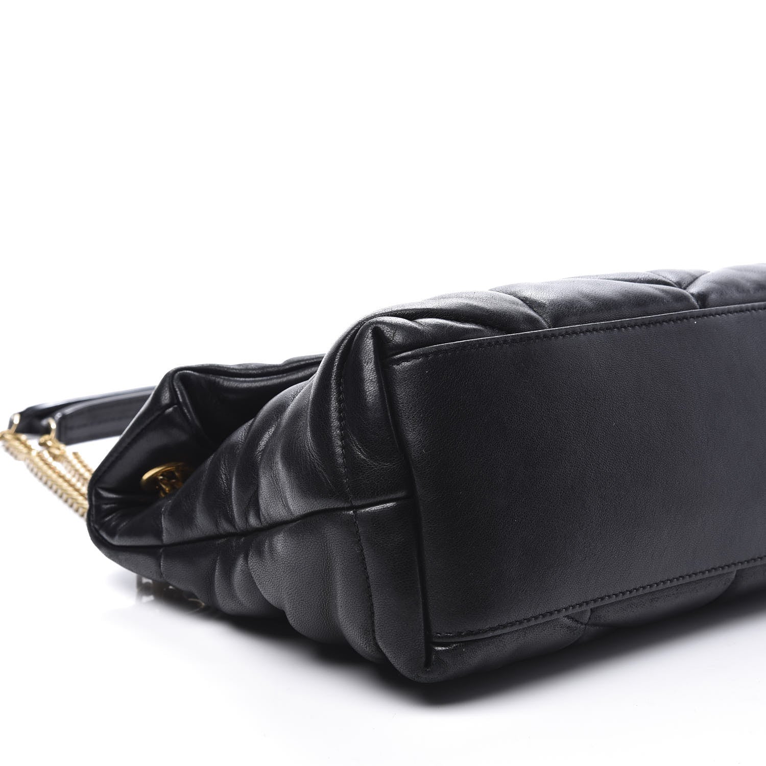 Saint Laurent Lambskin Quilted Small Loulou Puffer Monogram Chain Satchel Black 9 of 11