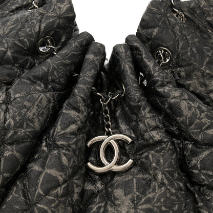 Chanel Nylon Printed Cabas Tote Black Gold 8 of 13