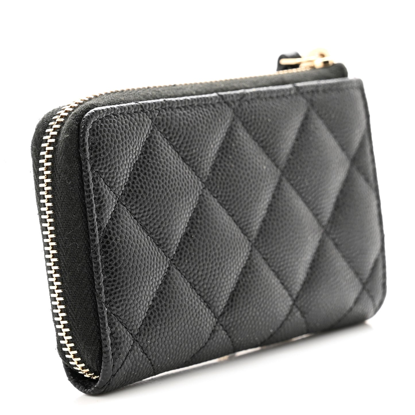 Caviar Quilted Zipped Key Holder Case Black