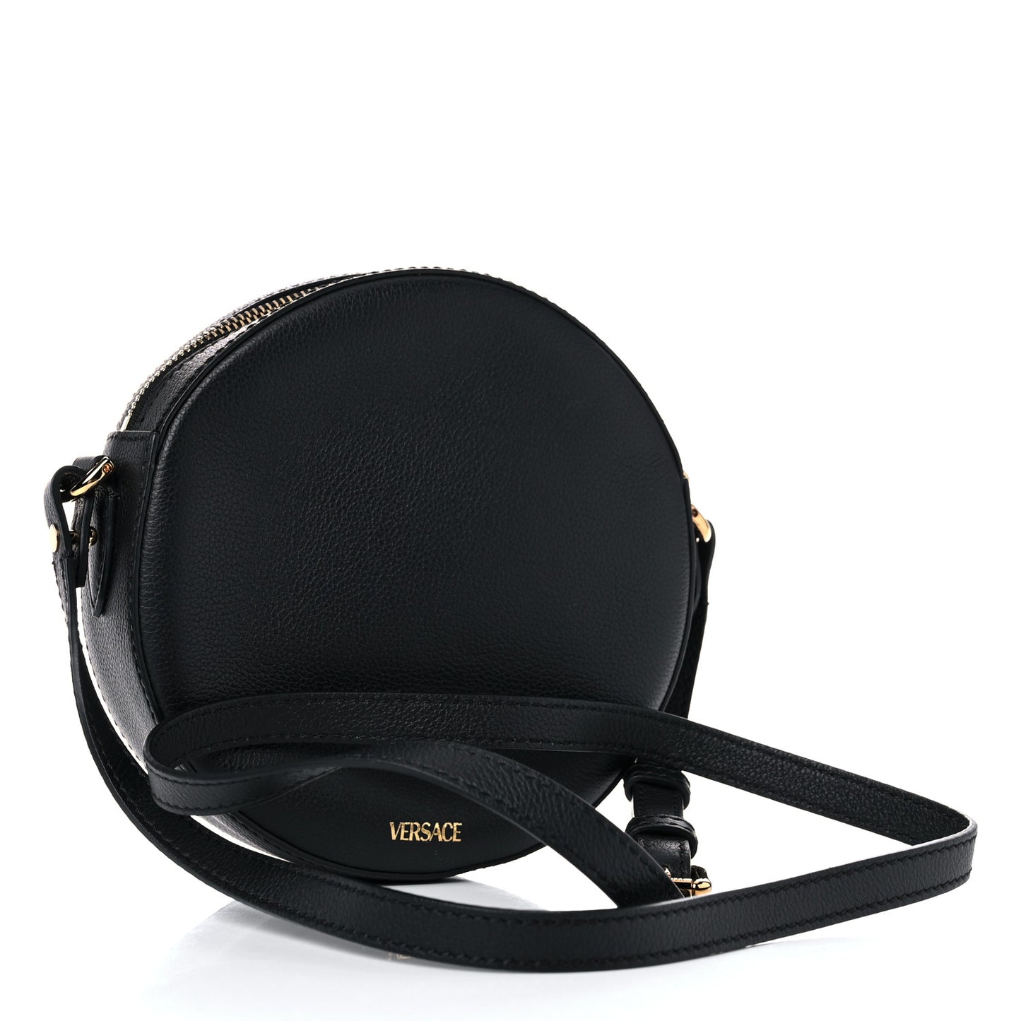 Calfskin La Medusa Round Camera Bag Black