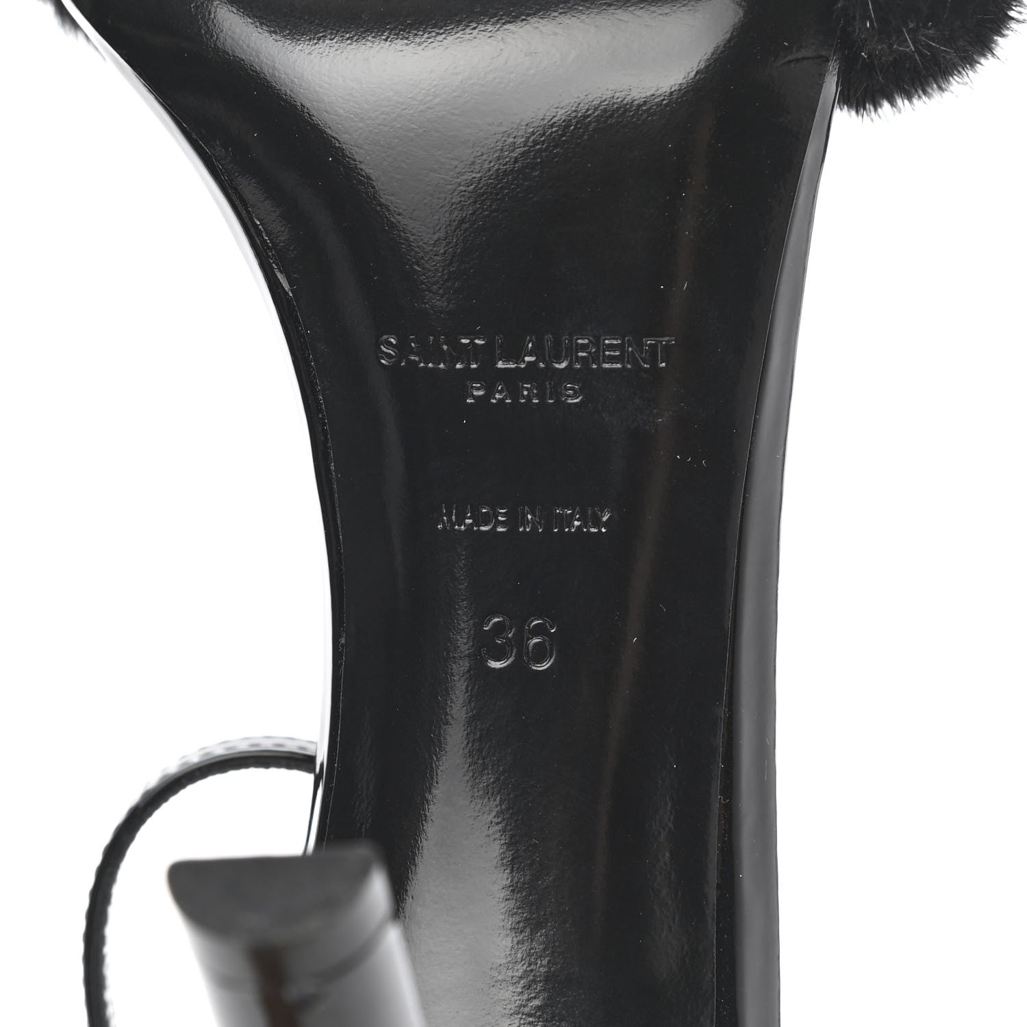 Saint Laurent Mink Patent Ankle Strap Sandals 36 Black 6 of 8