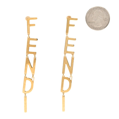 Fendi Metal Signature Earrings Gold 2 of 6