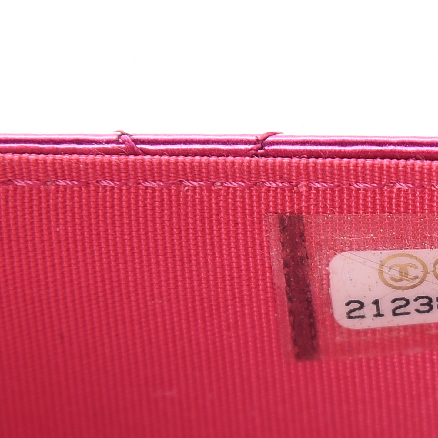 Metallic Patent Calfskin Quilted Boy Wallet On Chain WOC Fuchsia
