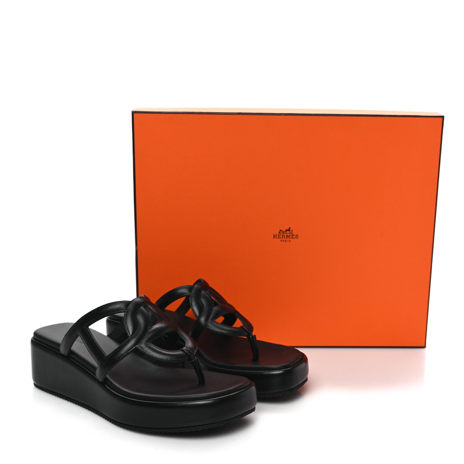 Hermes Nappa Gipsy Sandals 38 Black 9 of 9