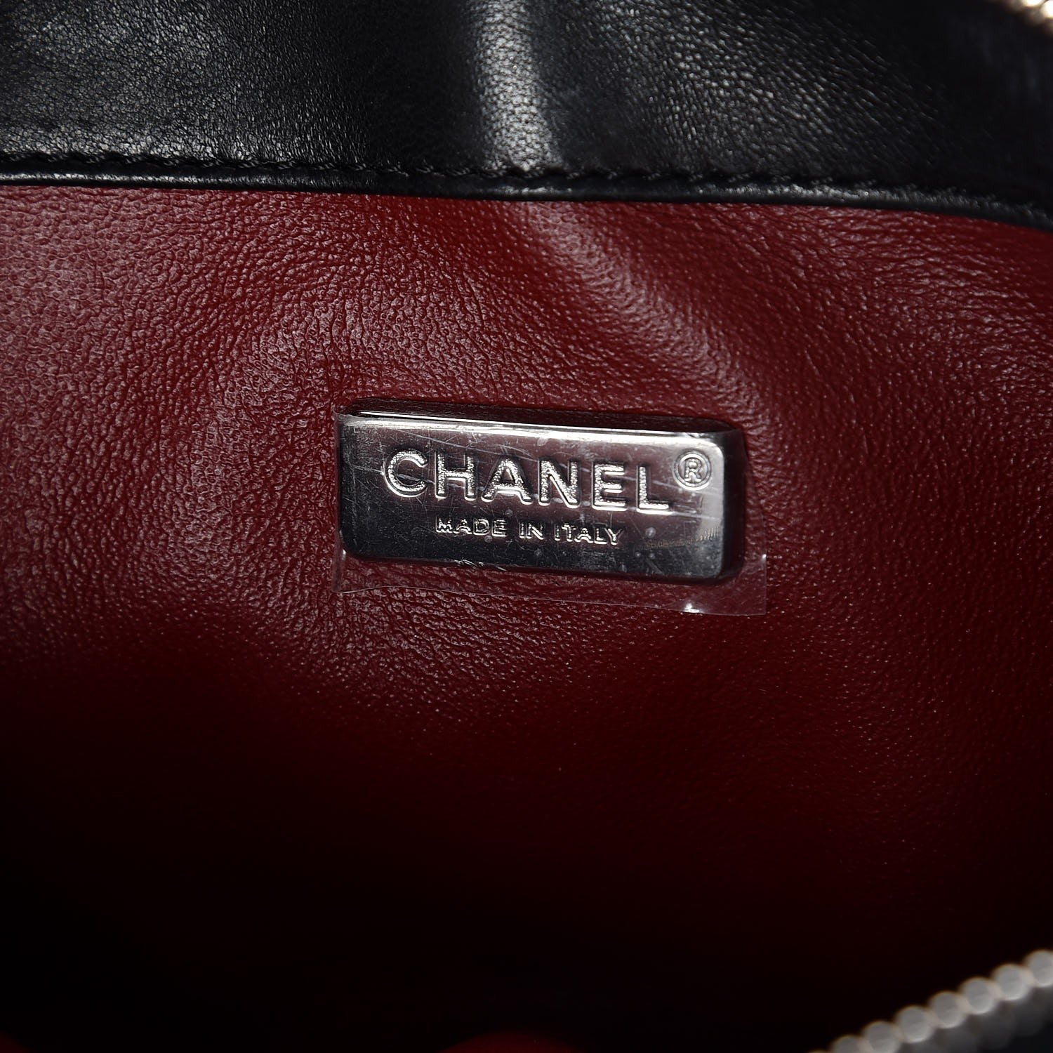 Chanel Lambskin Quilted Pearl Chain Wrist Wallet Black 6 of 10