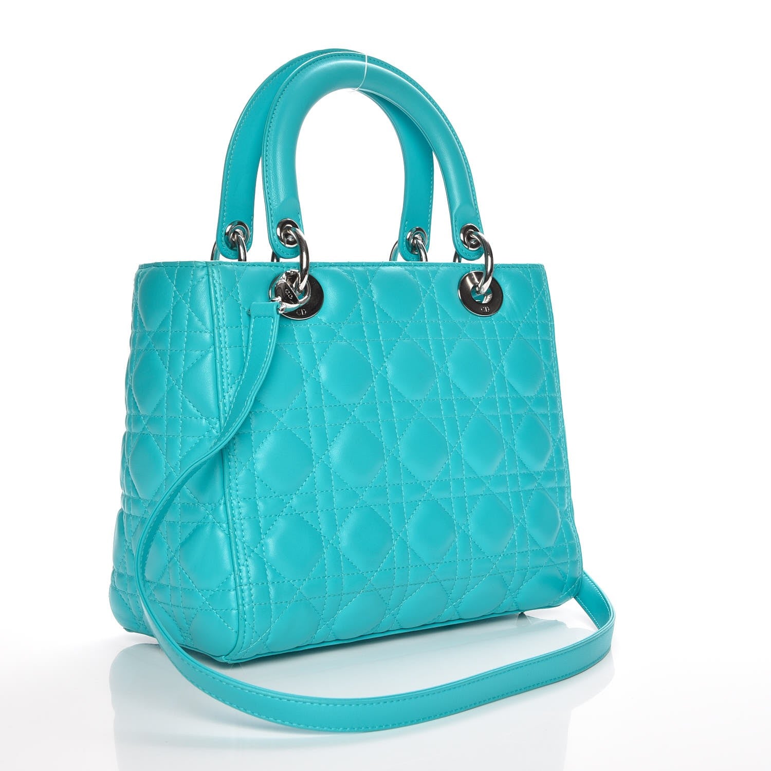 Christian Dior Lambskin Cannage Medium Lady Dior Turquoise 4 of 8