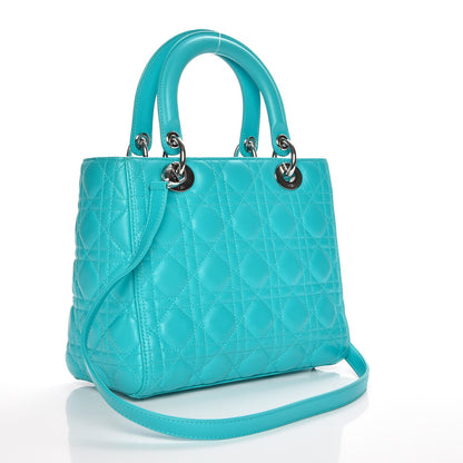 Christian Dior Lambskin Cannage Medium Lady Dior Turquoise 4 of 8