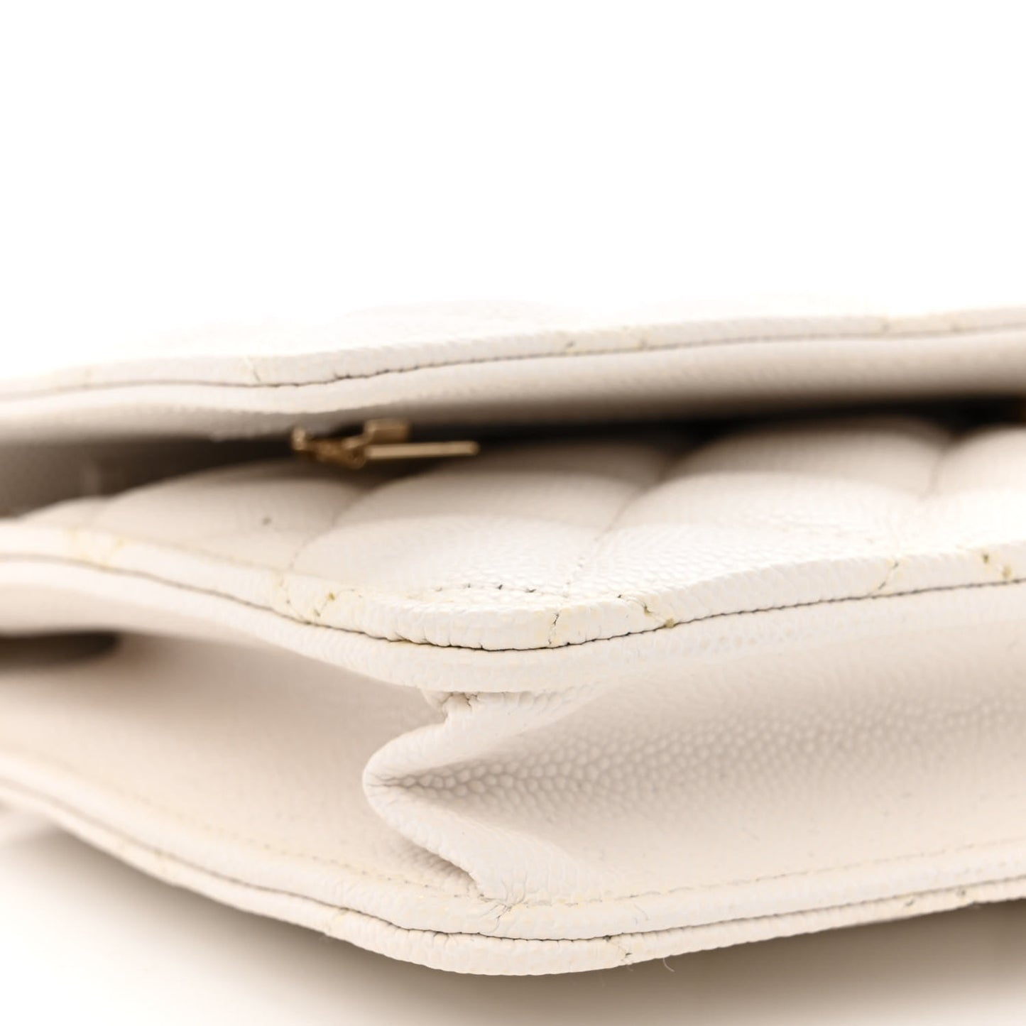 Caviar Quilted Wallet On Chain WOC White