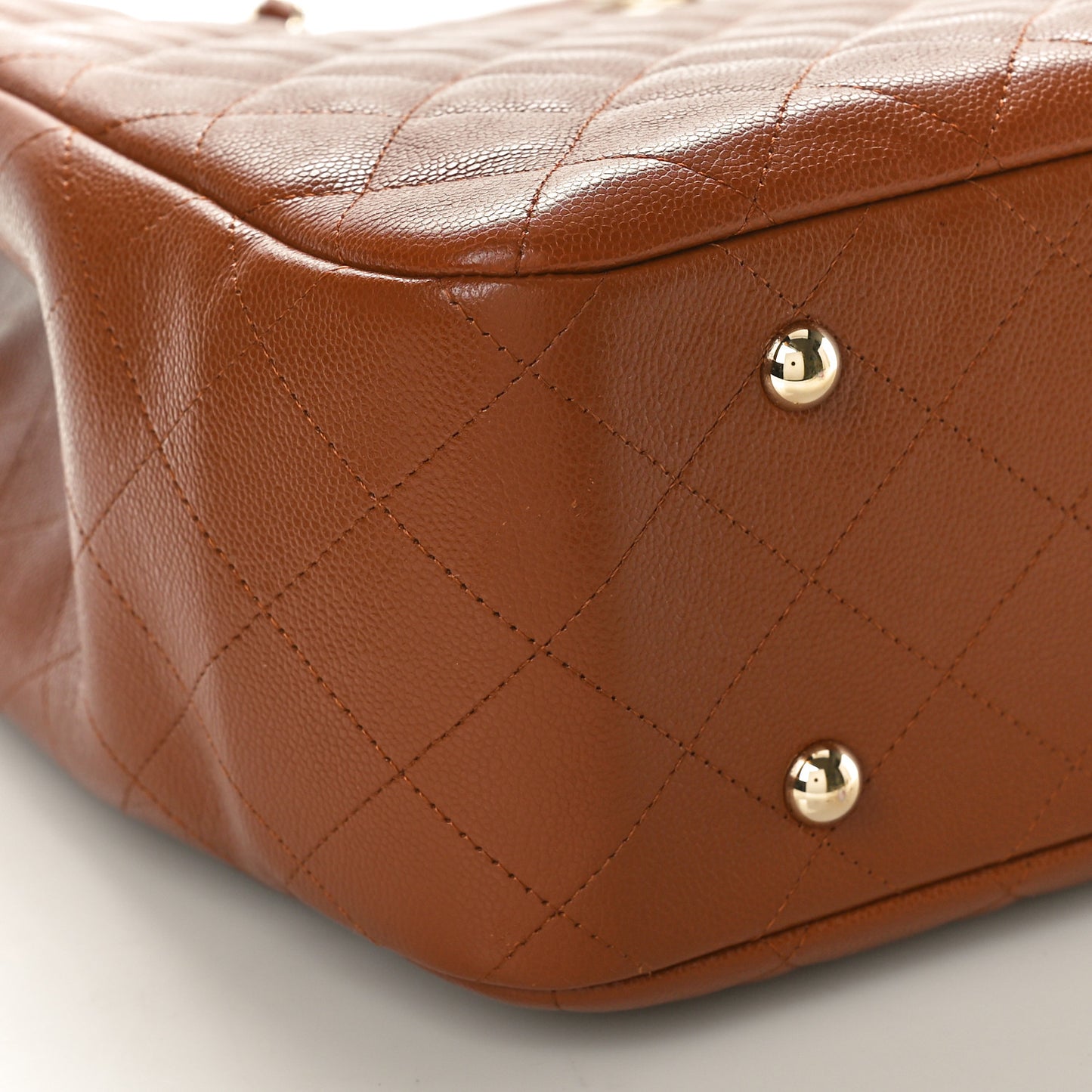 Caviar Quilted Large Shopping Tote Dark Beige