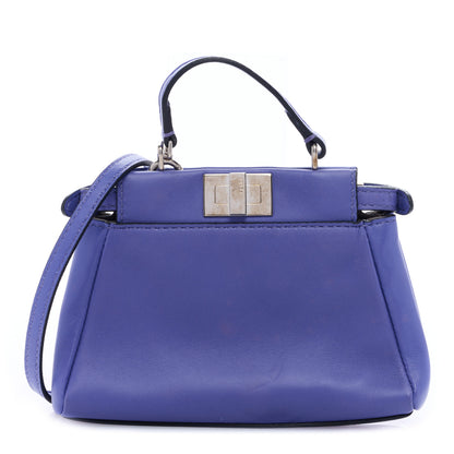 Fendi Shiny Nappa Micro Peekaboo Iconic Satchel Viola Cassis 1 of 7