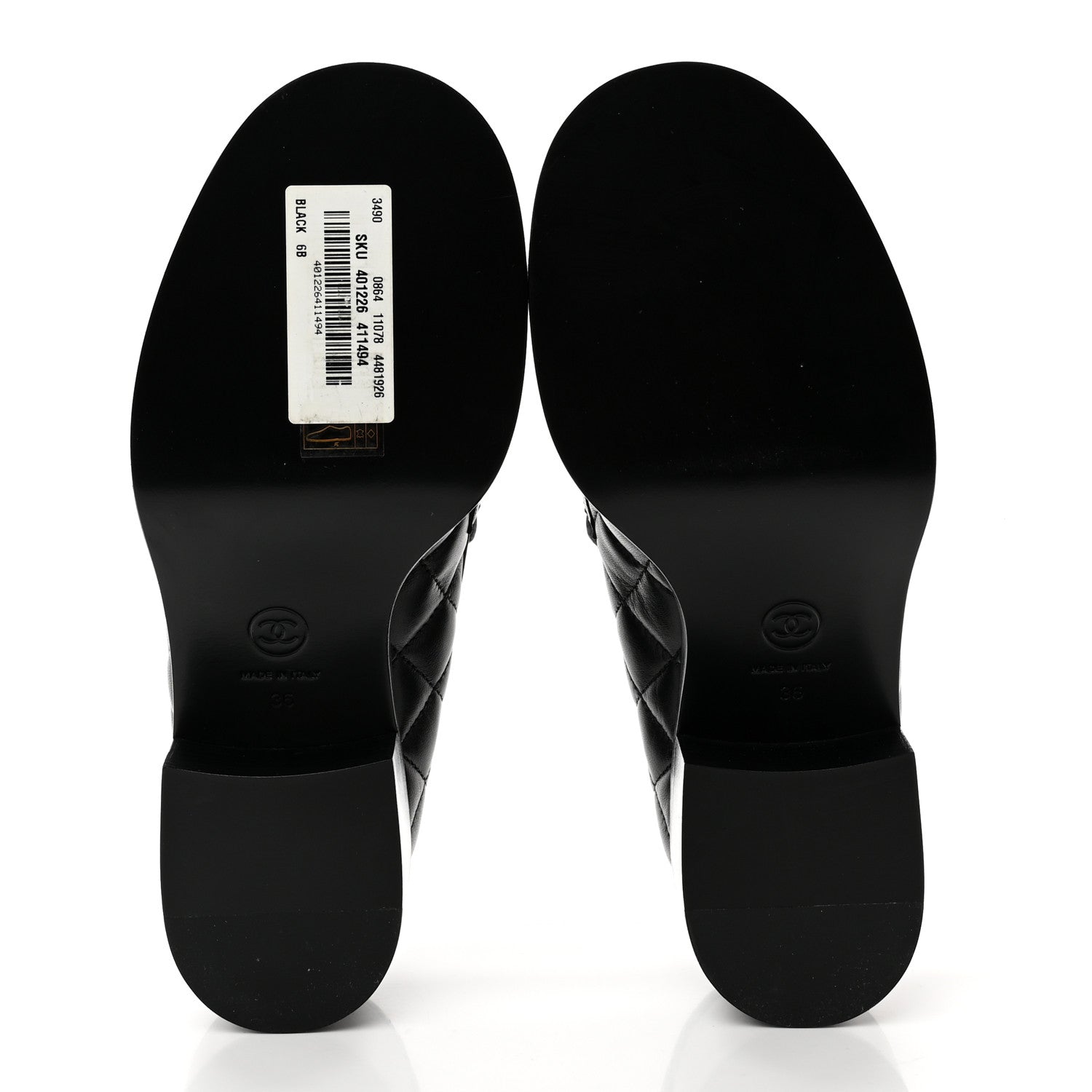 Chanel Lambskin Quilted CC Heart Loafers 36 Black 5 of 8