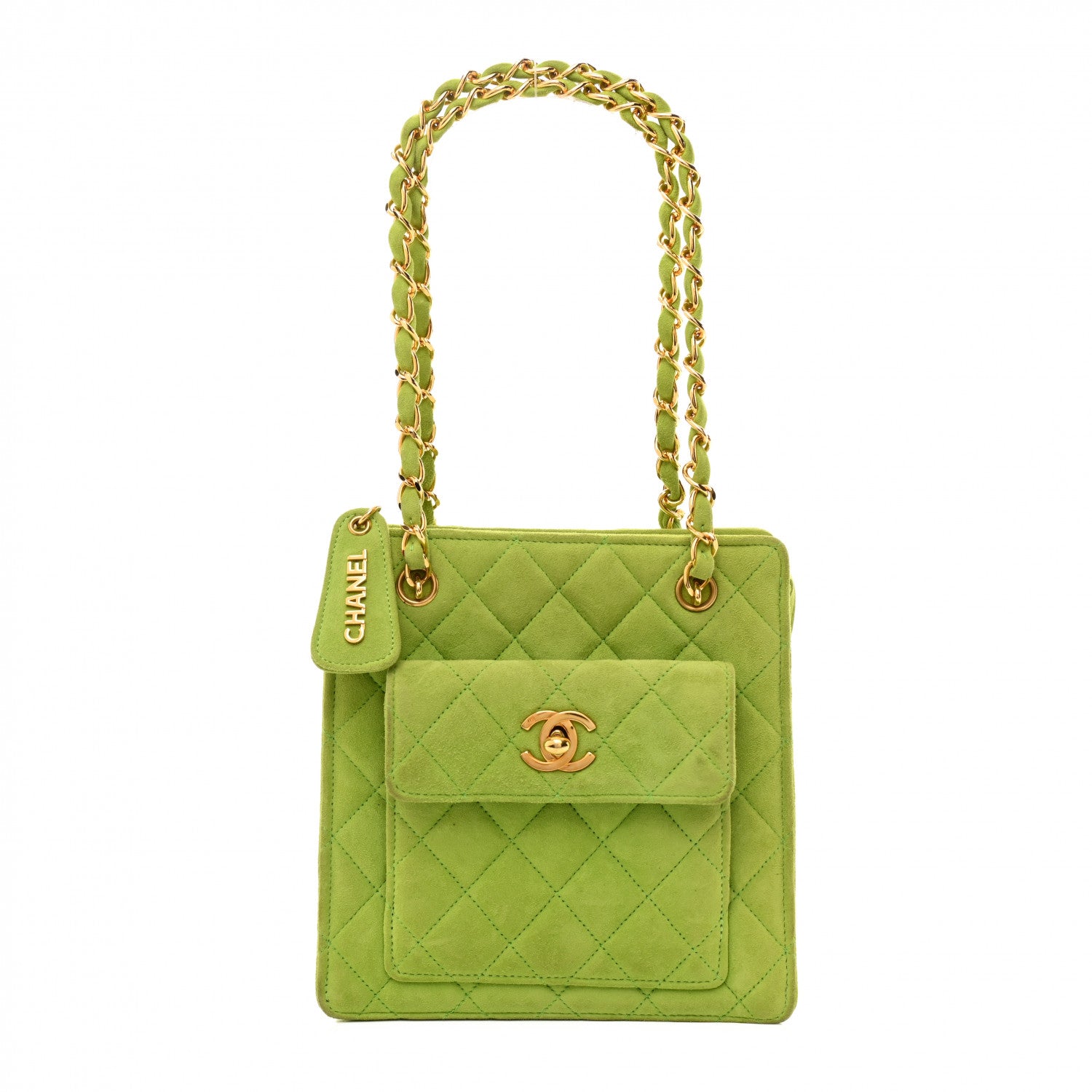 Chanel Suede Quilted CC Mini Shoulder Bag Green 1 of 12
