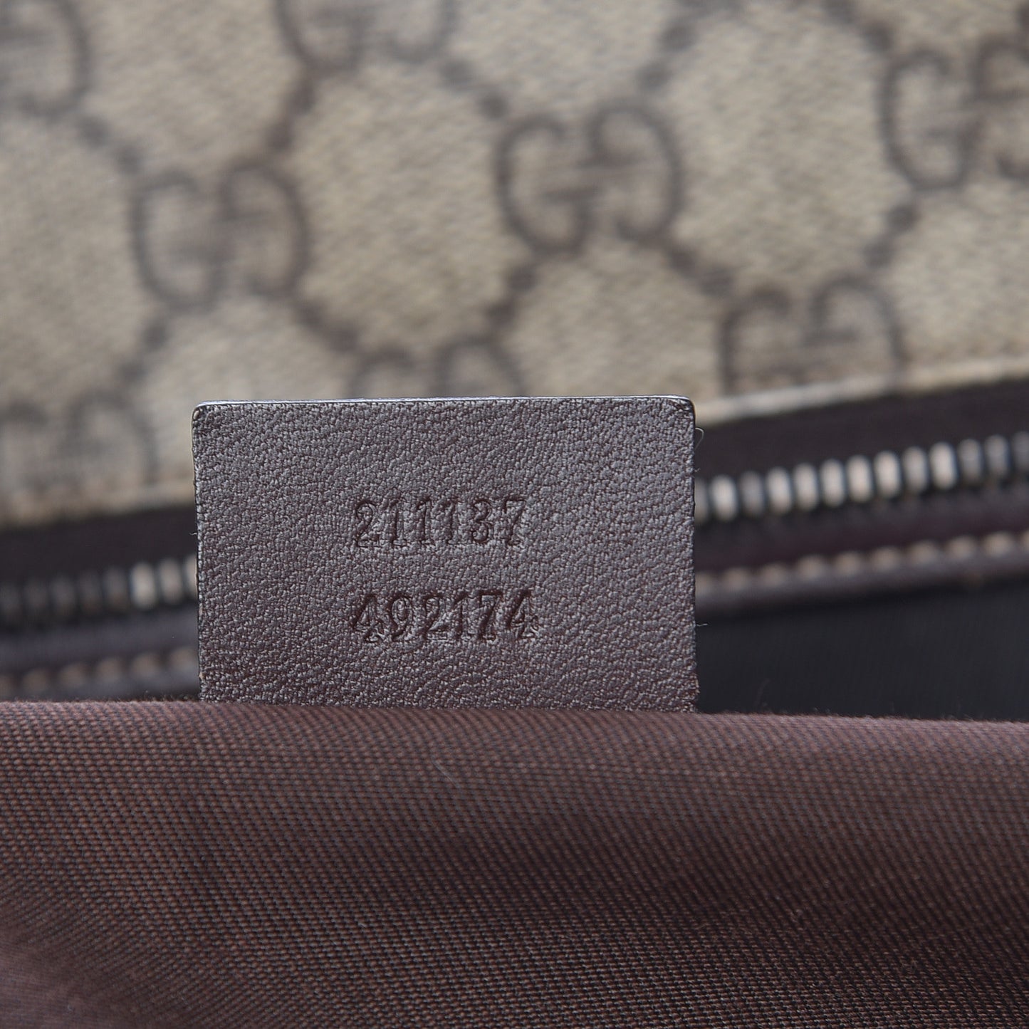 GG Supreme Monogram Medium Zippered Shopping Tote Dark Brown