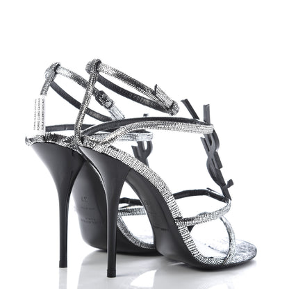 Saint Laurent Calfskin Cassandra 110 Ankle Strap Sandals 37 Argento 4 of 9