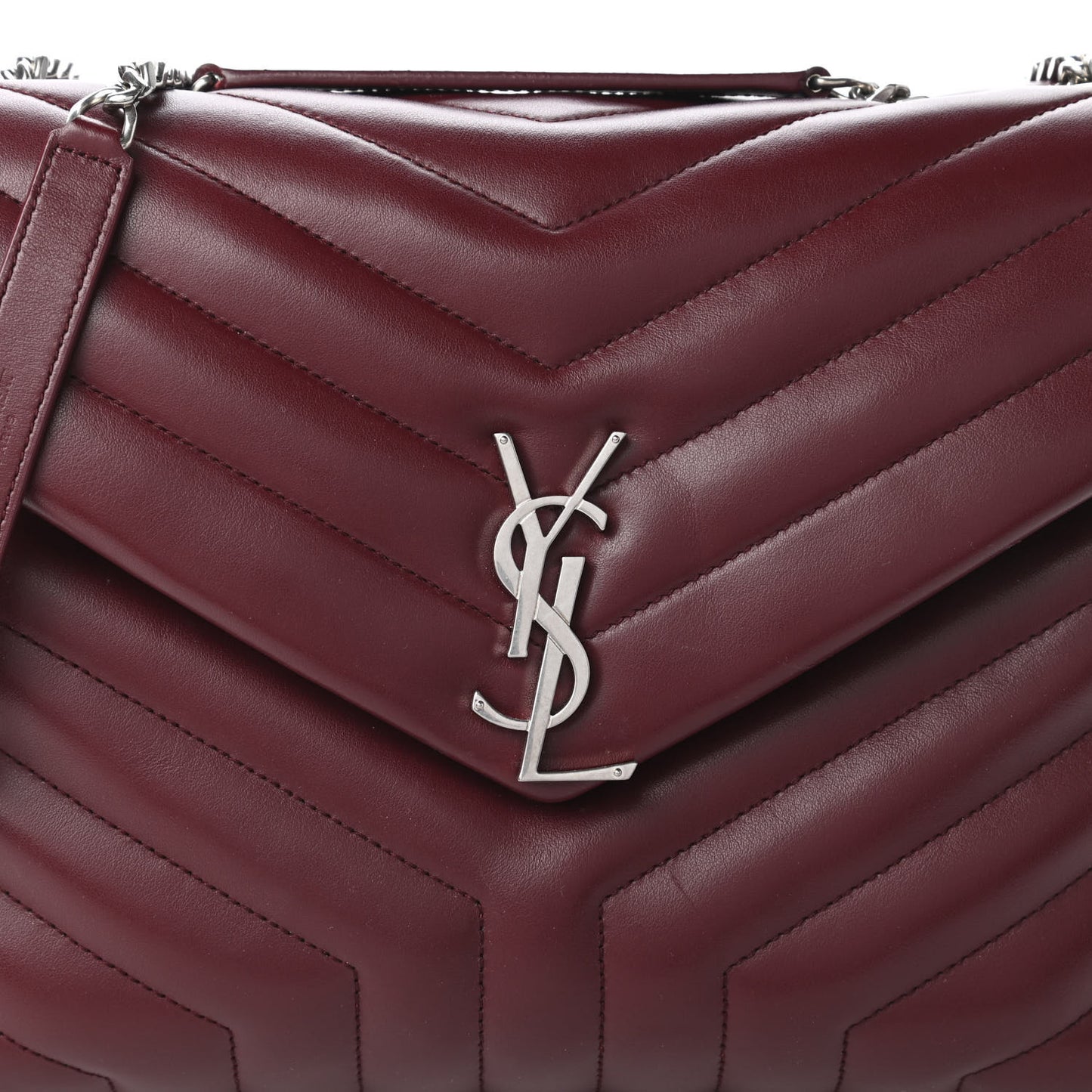 Calfskin Y Quilted Monogram Medium Loulou Chain Satchel Rouge Legion