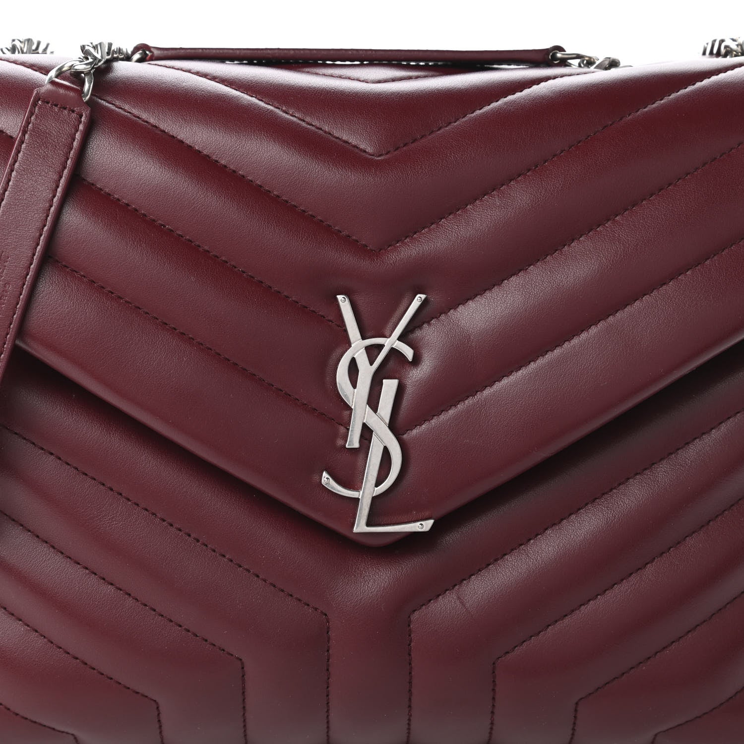 Saint Laurent Calfskin Y Quilted Monogram Medium Loulou Chain Satchel Rouge Legion 10 of 10