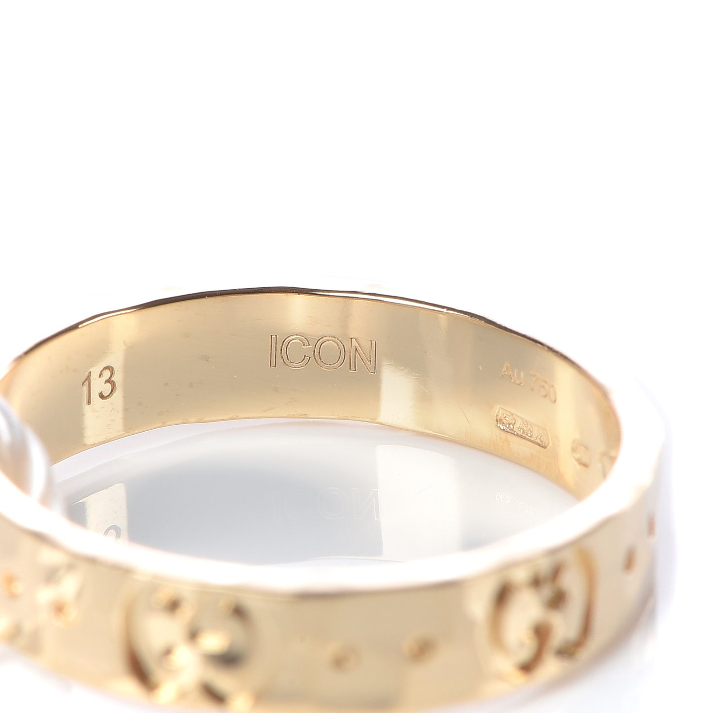 18K Yellow Gold 4mm Hammered Icon Thin Band Ring 53 6.25