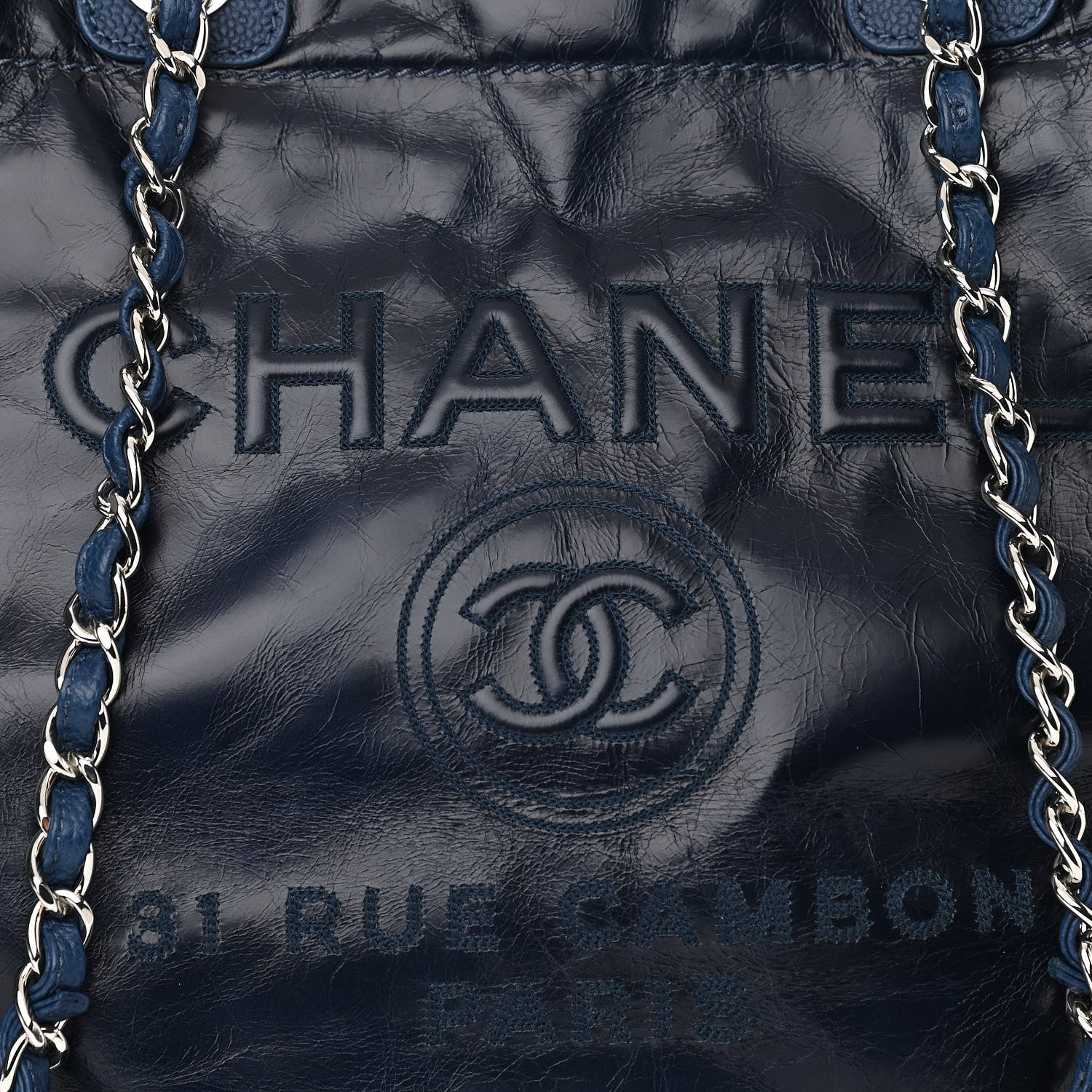 Chanel Glazed Calfskin Medium Deauville Tote Blue 10 of 10