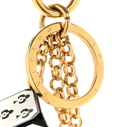 Louis Vuitton Metal Resin Game On Dice and Heart Charm Key Holder Gold 3 of 5