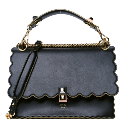 Fendi Vitello Liberty Scalloped Studded Kan I Shoulder Bag Black 1 of 4