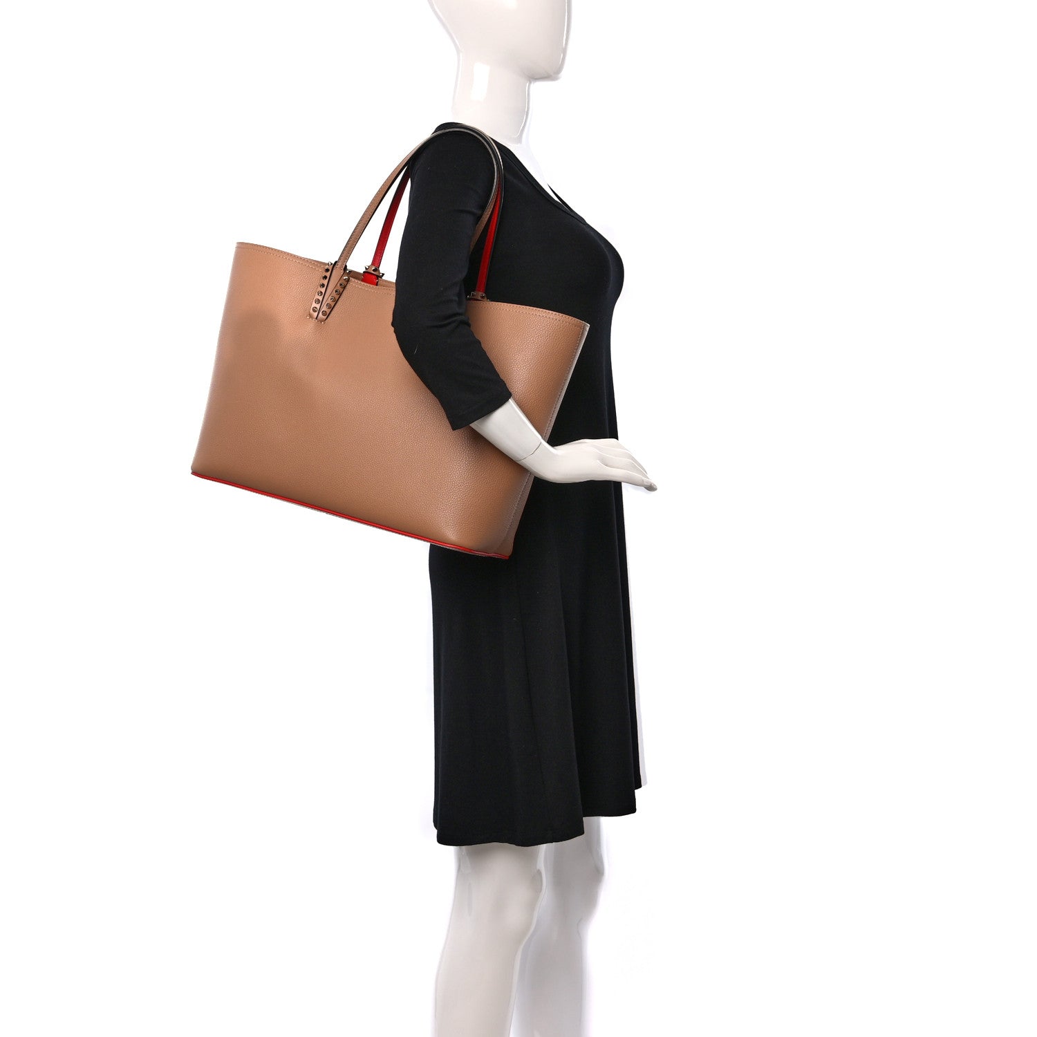 Christian Louboutin Calfskin Spikes East West Cabata Tote Nude 2 of 13