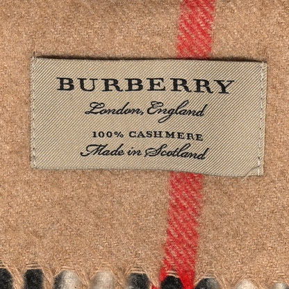 Burberry Cashmere Giant Check Fringe Scarf Camel 3 of 4