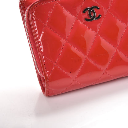 Chanel Patent Quilted Compact Zip Wallet Dark Pink 6 of 10