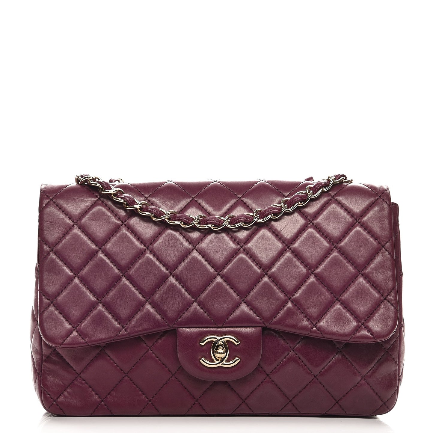 Lambskin Quilted Jumbo Single Flap Purple