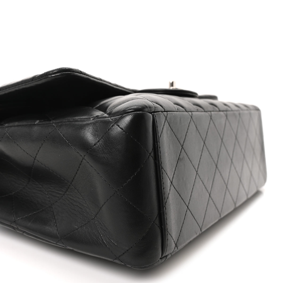 Lambskin Quilted Maxi Double Flap Black